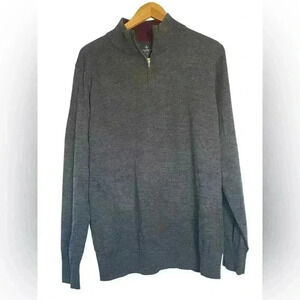 TailorByrd 1/4‎ Zip 100% Marino Wool Gray Men’s Sweater Size XL Classic Pullover